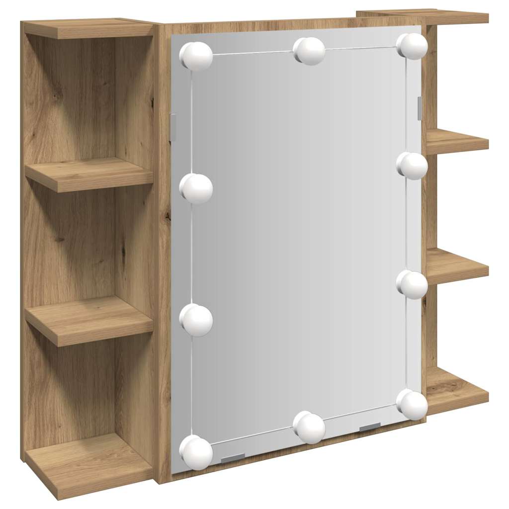 vidaXL Ντουλάπι καθρέφτη με LED Artisan Oak 70x16,5x60 cm