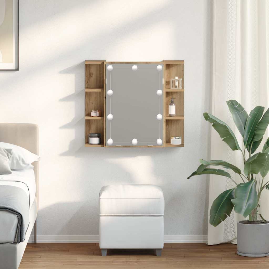 vidaXL Ντουλάπι καθρέφτη με LED Artisan Oak 70x16,5x60 cm