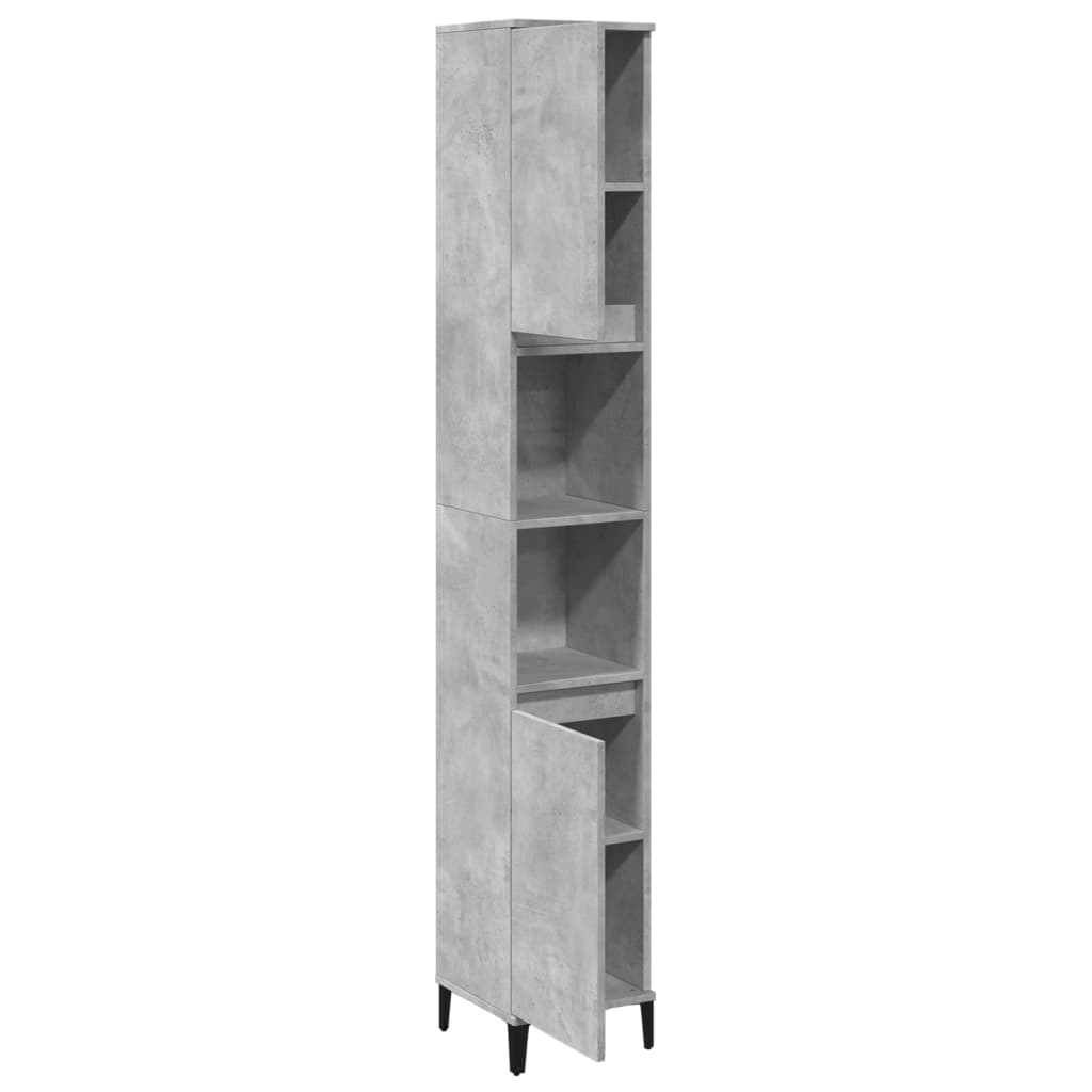 vidaXL Ντουλάπι Μπάνιου Γκρι Σκυροδέματος 30x30x190 εκ. Επεξ. Ξύλο