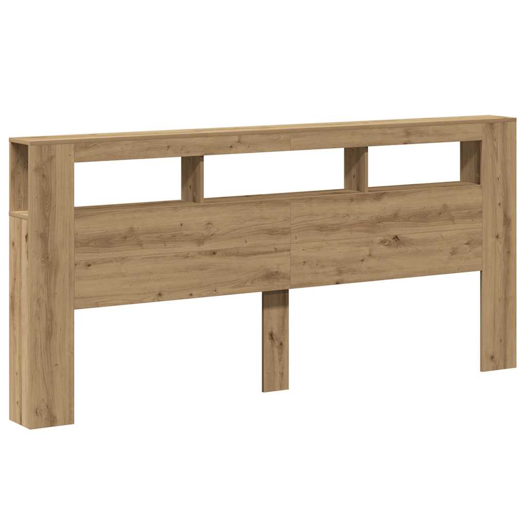 vidaXL LED κεφαλάρι Artisan Oak 220x18,5x103,5 cm Κατασκευασμένο ξύλο