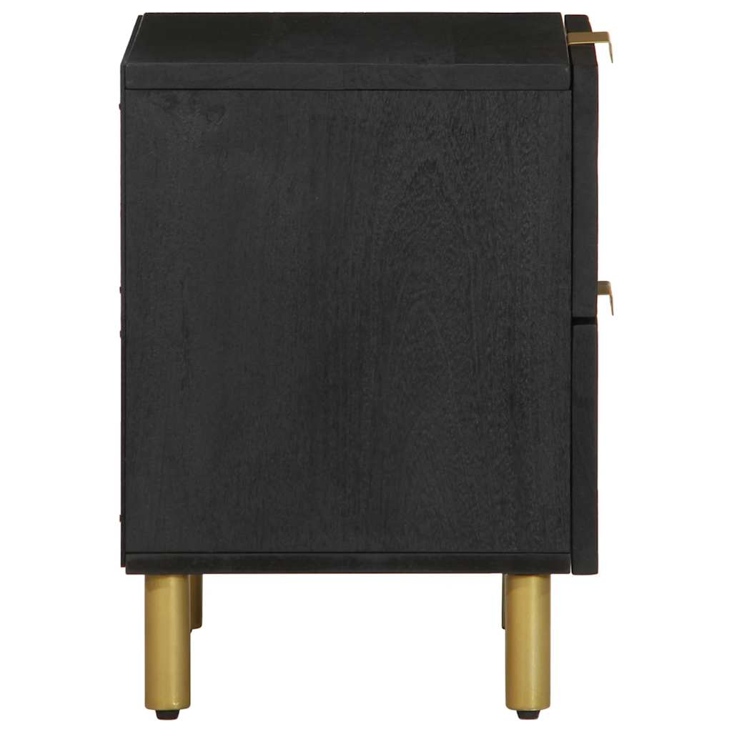 vidaXL Κομοδίνο Μαύρο 40 x 33 x 46 εκ. από Μασίφ Ξύλο Μάνγκο