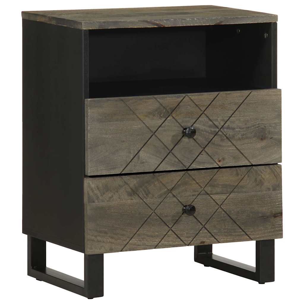 vidaXL Κομοδίνο μαύρο 50x33x62 cm μασίφ ξύλο Μάνγκο