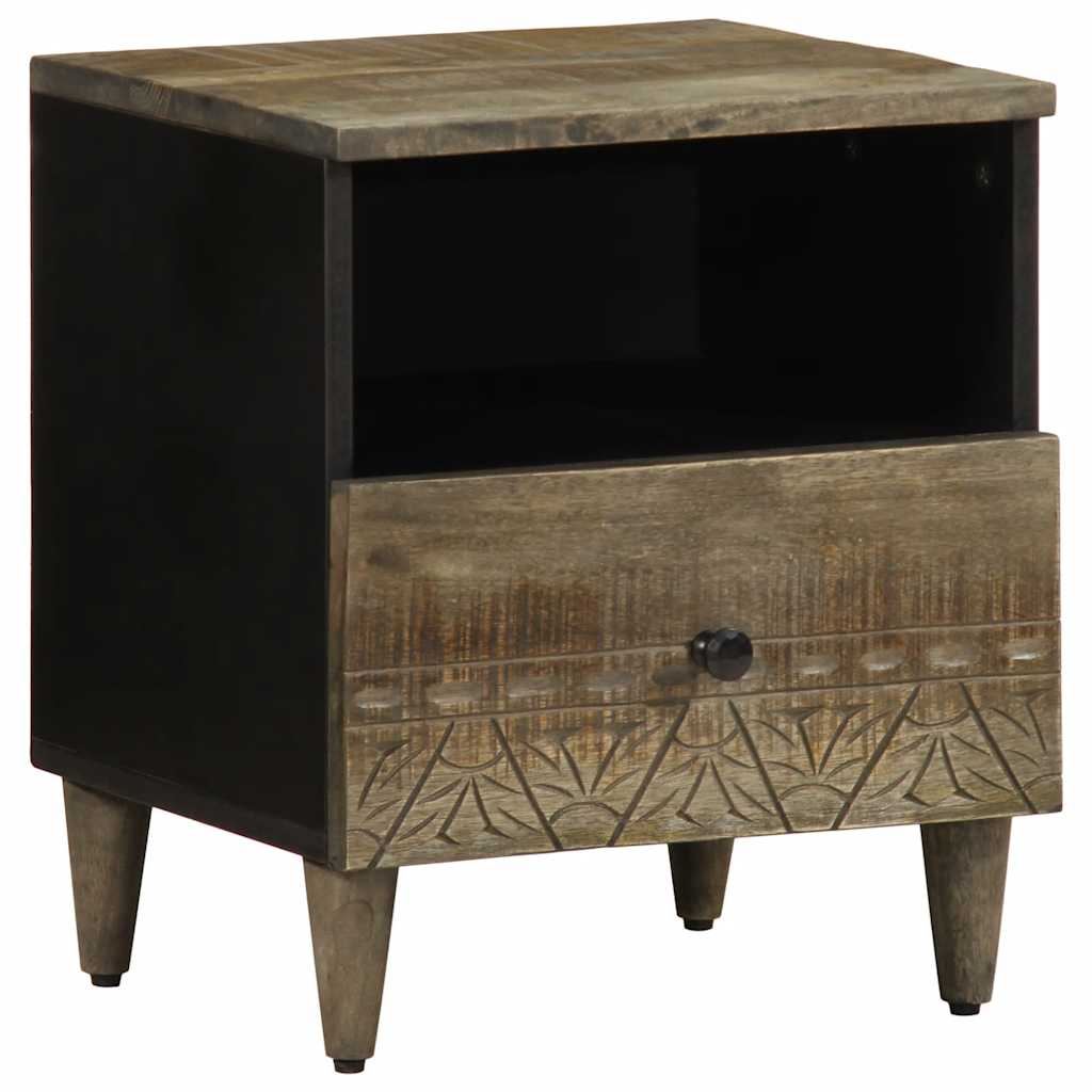 vidaXL κομοδίνο ντουλάπι ανοιχτό γκρι 40x33x46 cm μασίφ ξύλο Mango