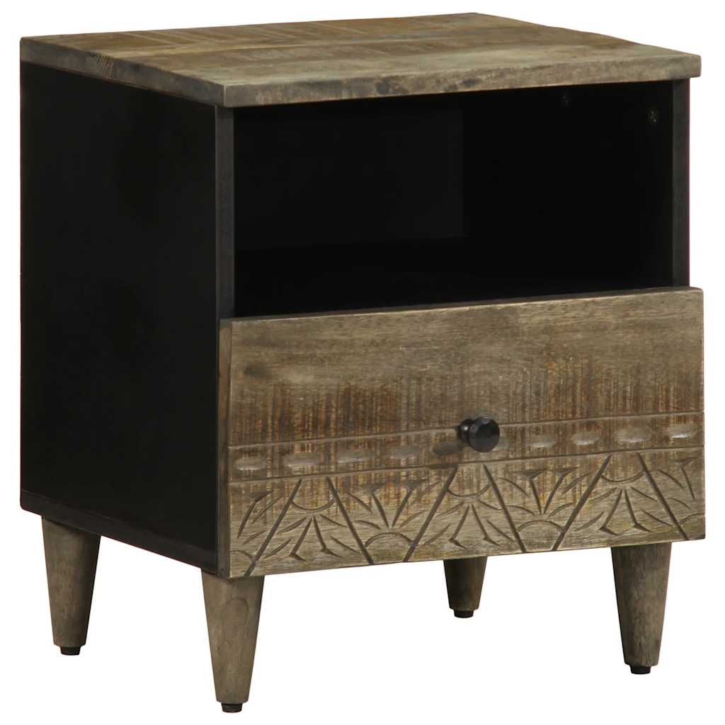 vidaXL Κομοδίνα 2 τεμάχια ανοιχτό γκρι 40x33x46 cm μασίφ ξύλο Mango