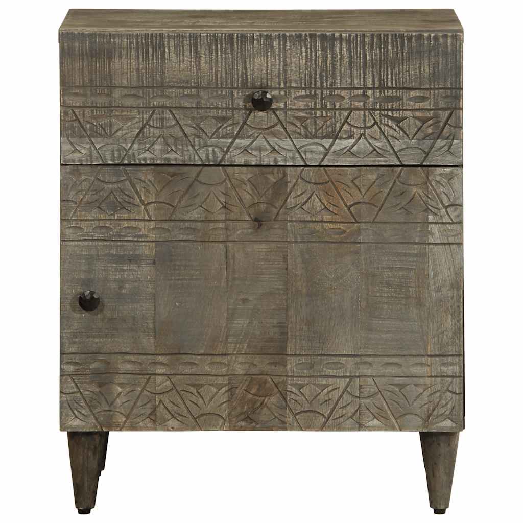 vidaXL κομοδίνο ντουλάπι ανοιχτό γκρι 50x33x60 cm μασίφ ξύλο Mango
