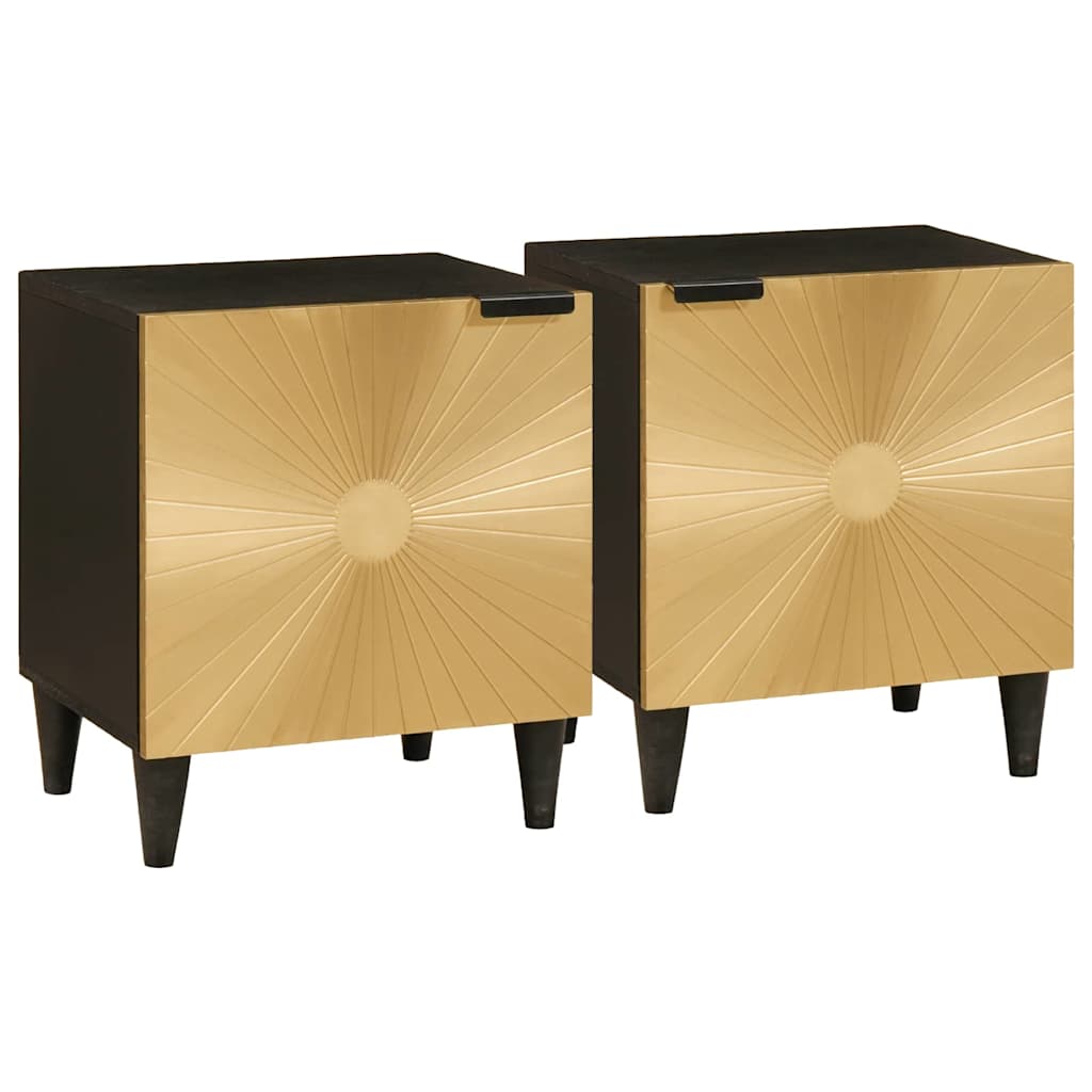 vidaXL Κομοδίνο 2 pcs Μαύρο και Χρυσό 40 x 33.5 x 46 εκ