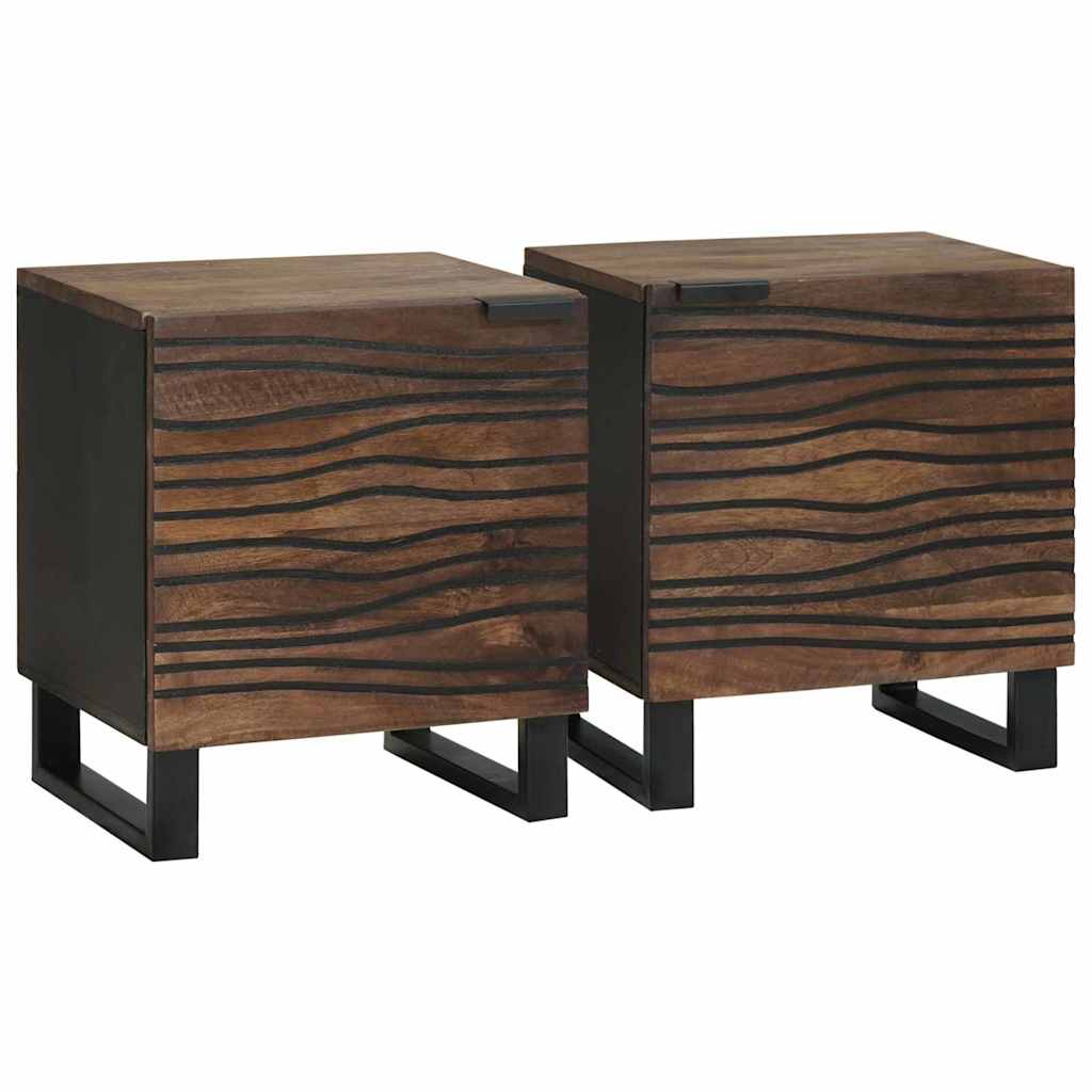 vidaXL Κομοδίνο 2 pcs Καρυδιά 40 x 33 x 46 εκ. Μασίφ ξύλο μάνγκο