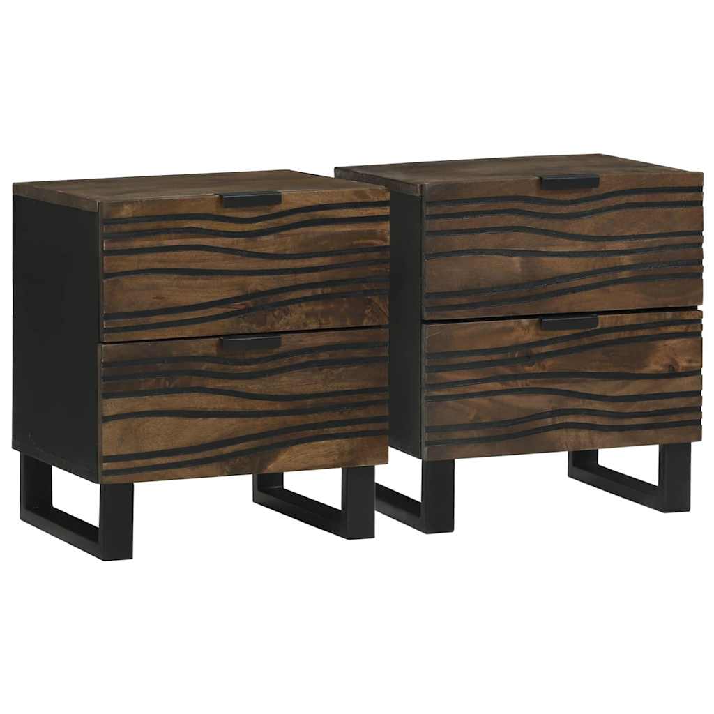 vidaXL Κομοδίνο 2 pcs Καρυδιά 40 x 33 x 46 εκ. Μασίφ ξύλο μάνγκο