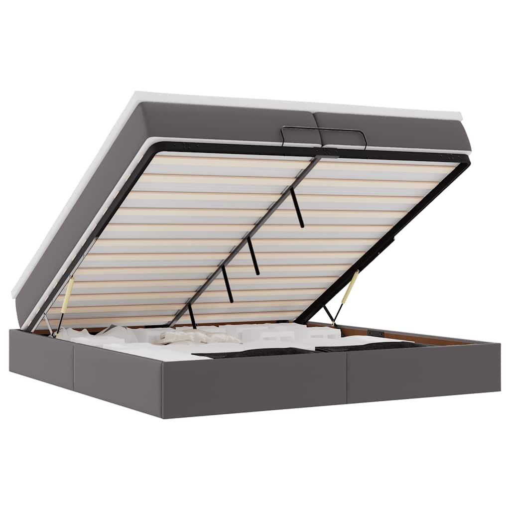 vidaXL Οθωμανικό κρεβάτι με στρώματα Γκρι 200x200cm Faux Leather