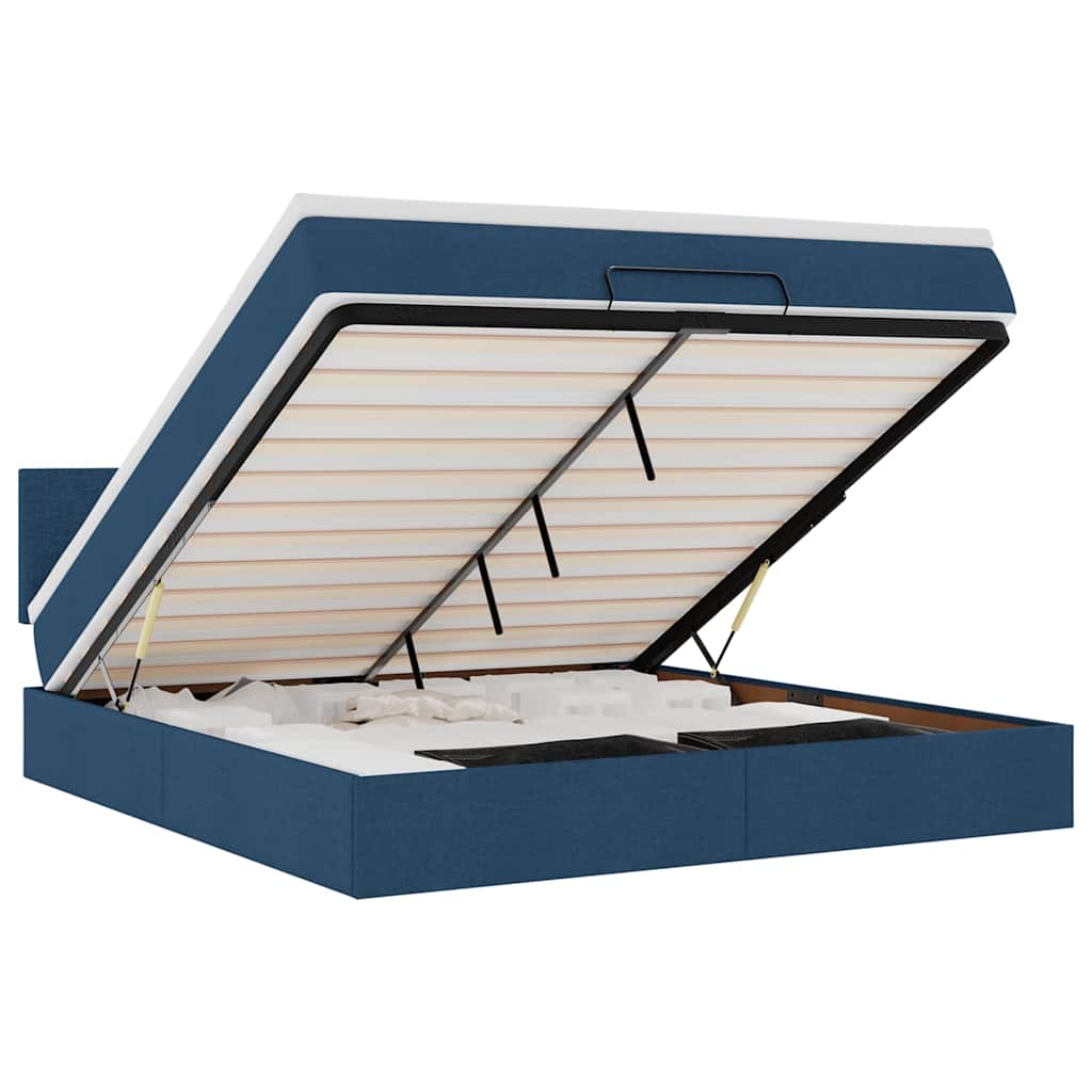 vidaXL Οθωμανικό κρεβάτι με στρώμα μπλε 180x200cm ύφασμα