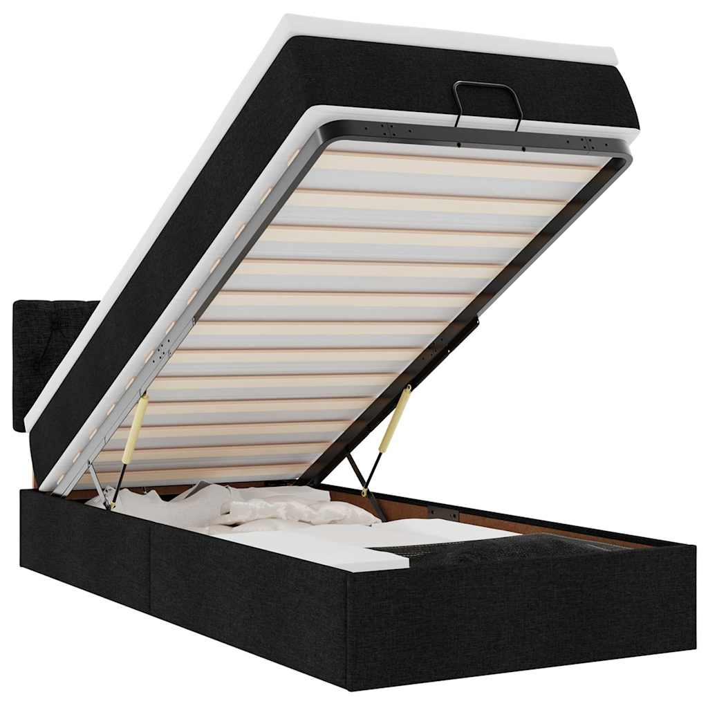 vidaXL Οθωμανικό κρεβάτι με στρώμα Μαύρο 90x190cm Ύφασμα
