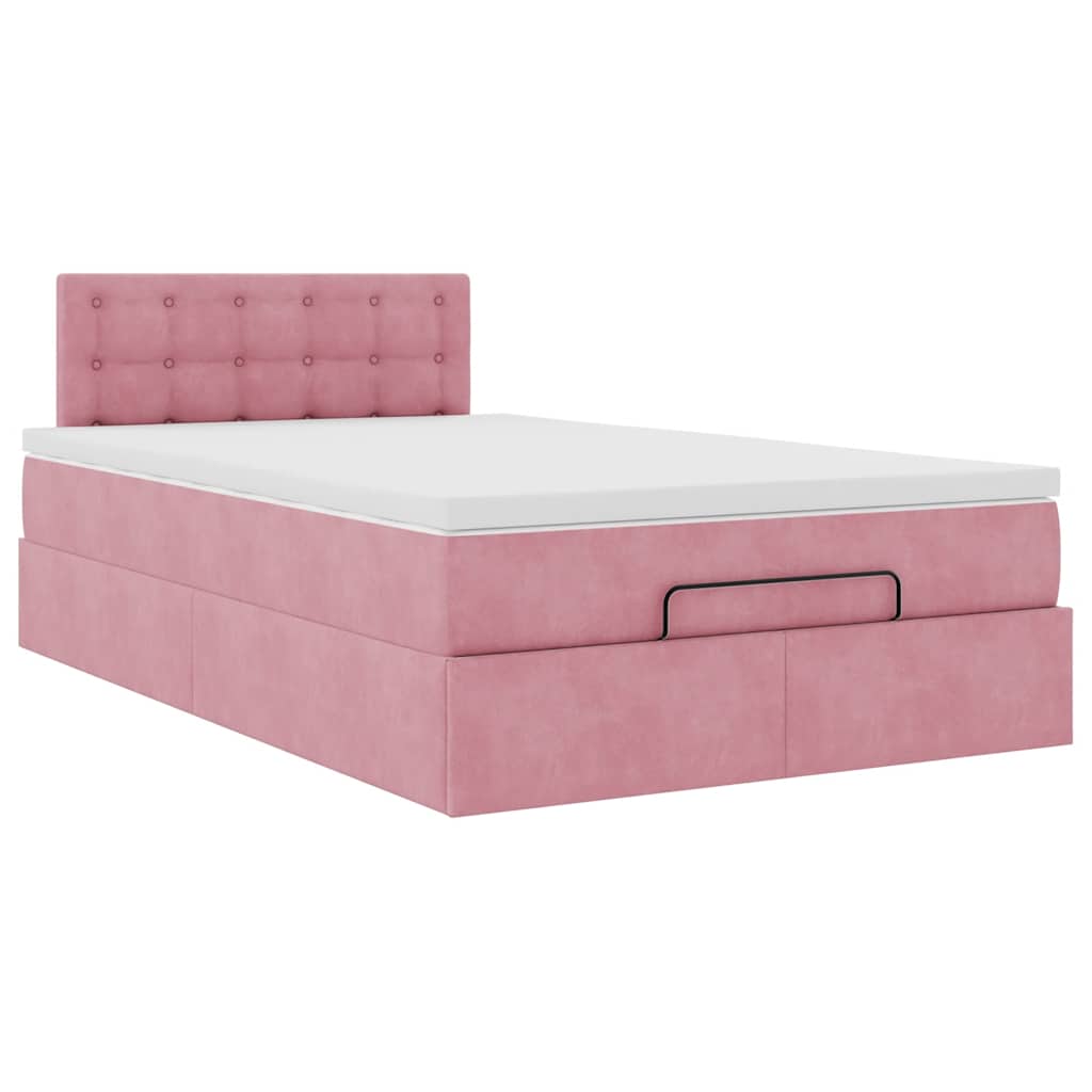 vidaXL Οθωμανικό κρεβάτι με στρώμα ροζ 120x190 cm Velvet