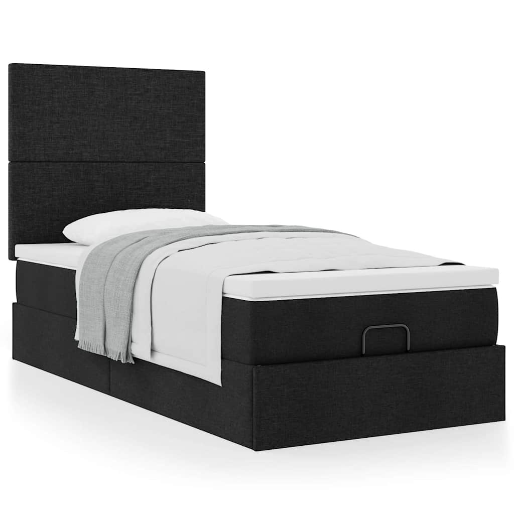 vidaXL Οθωμανικό κρεβάτι με στρώμα Μαύρο 90x190cm Ύφασμα