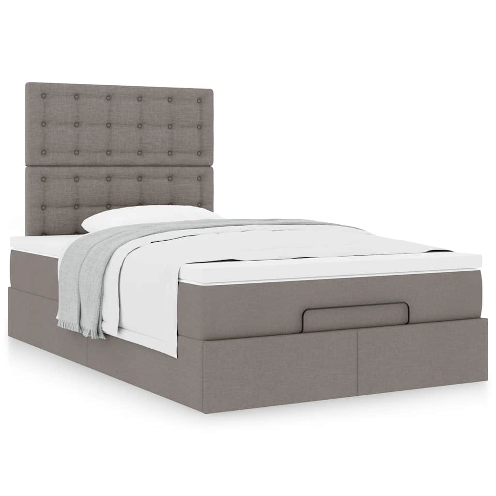 vidaXL Οθωμανικό κρεβάτι με στρώμα Taupe 120x200cm ύφασμα