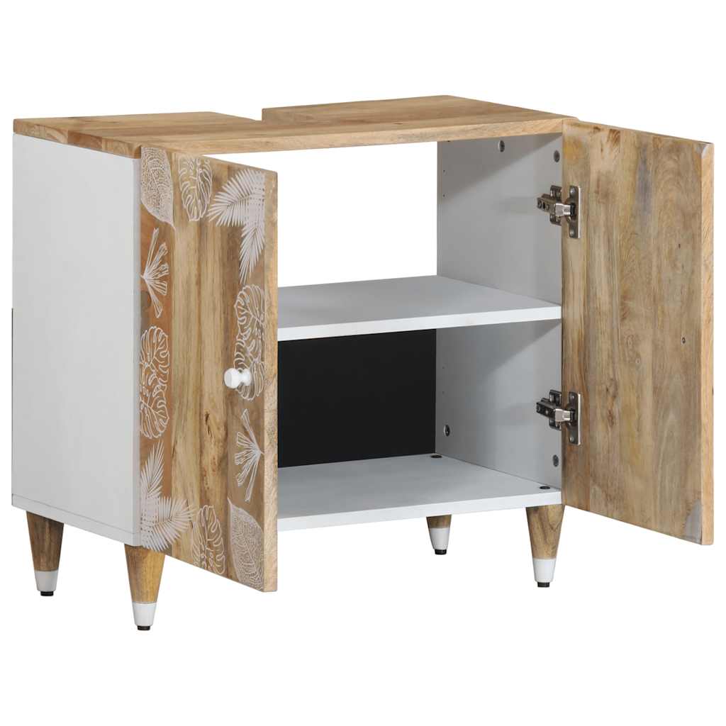 vidaXL Ντουλάπι Μπάνιου 62 x 33 x 58 εκ. από Μασίφ Ξύλο Μάνγκο