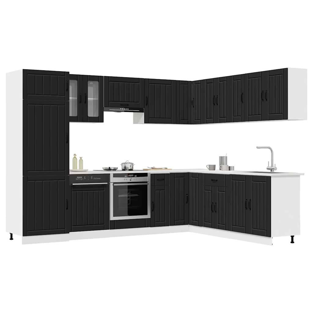vidaXL 14 Piece Kitchen Cabinet Set "Lucca" Μαύρο κατασκευασμένο ξύλο