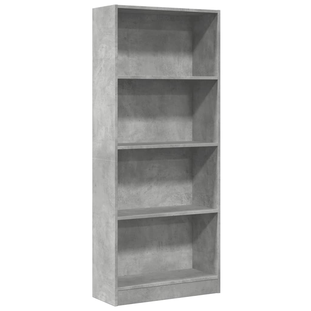 vidaXL Βιβλιοθήκη Γκρι Σκυροδέματος 60x24x143 εκ. Επεξεργ. Ξύλο