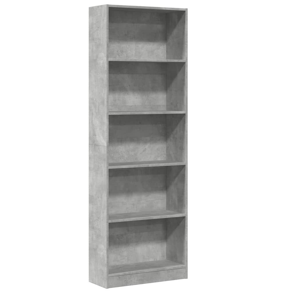 vidaXL Βιβλιοθήκη Γκρι Σκυροδέματος 60x24x176 εκ. Επεξεργ. Ξύλο