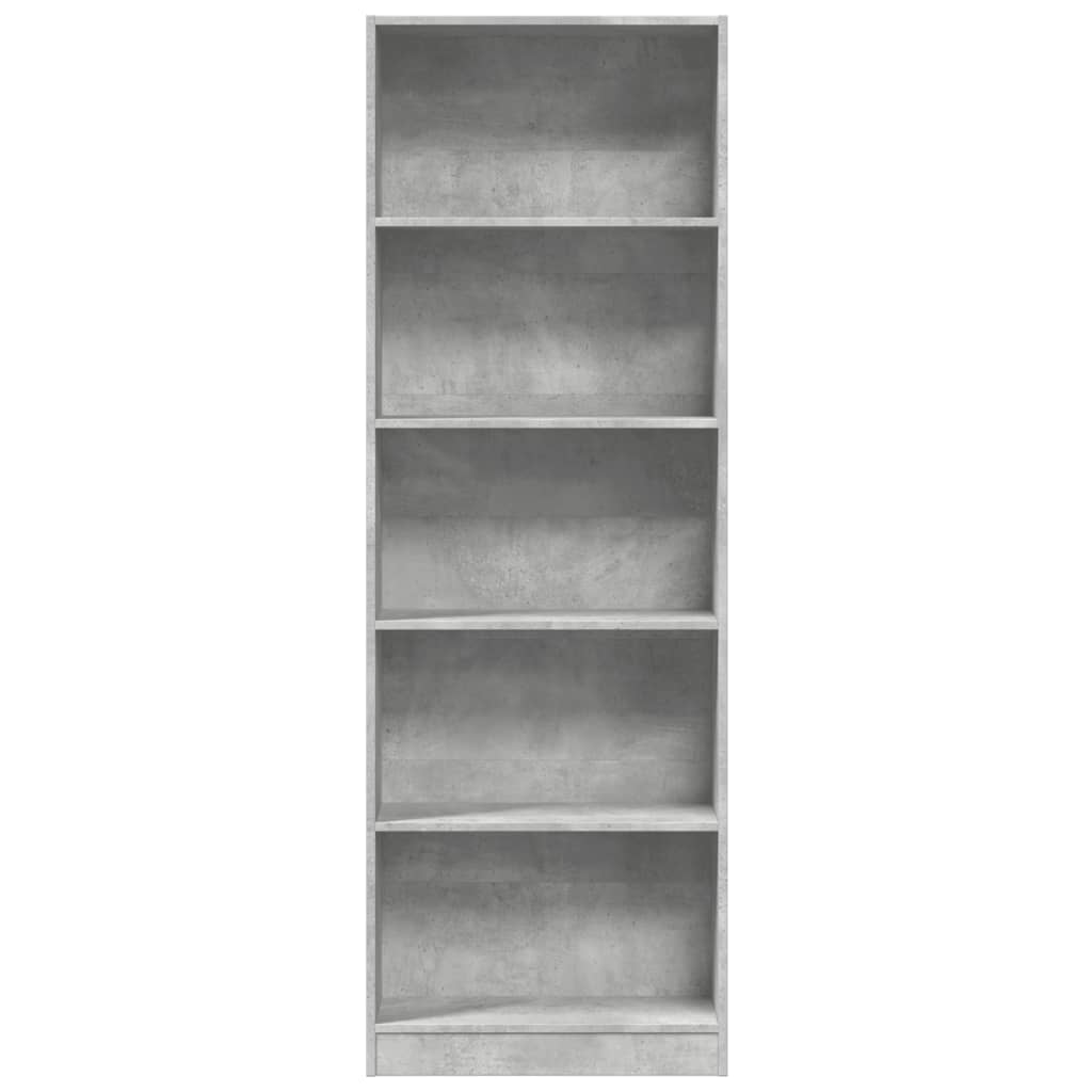 vidaXL Βιβλιοθήκη Γκρι Σκυροδέματος 60x24x176 εκ. Επεξεργ. Ξύλο