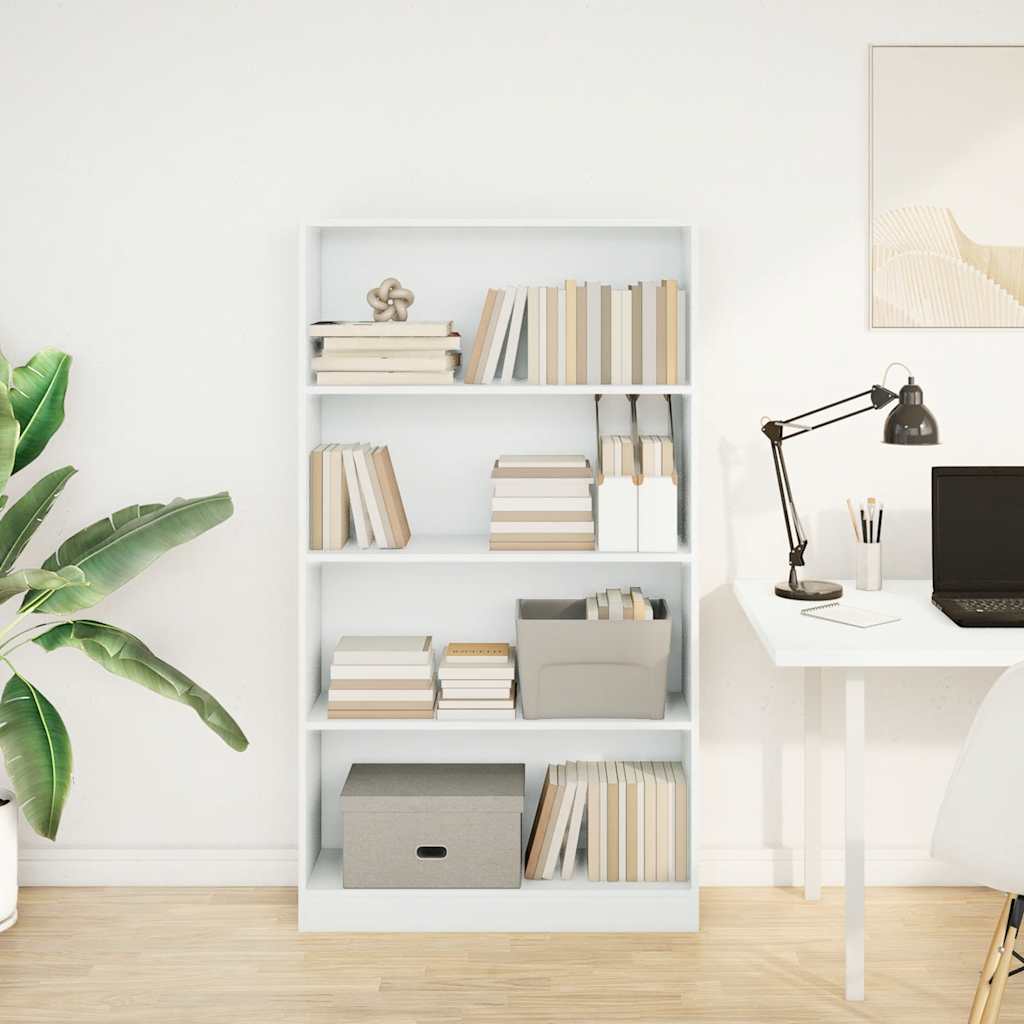 vidaXL Βιβλιοθήκη Λευκή 80x24x143 εκ. από Επεξεργασμένο Ξύλο