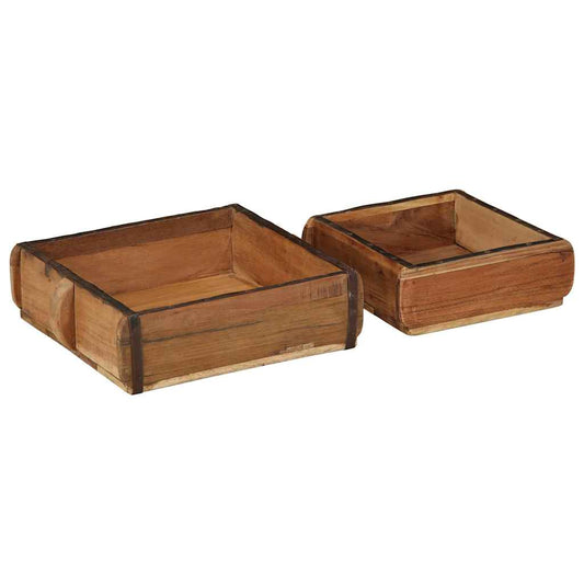 vidaXL Δίσκος 2 pcs Καφέ 29 x 31 x 10 εκ Στερεό Ανακτηθέν Ξύλο