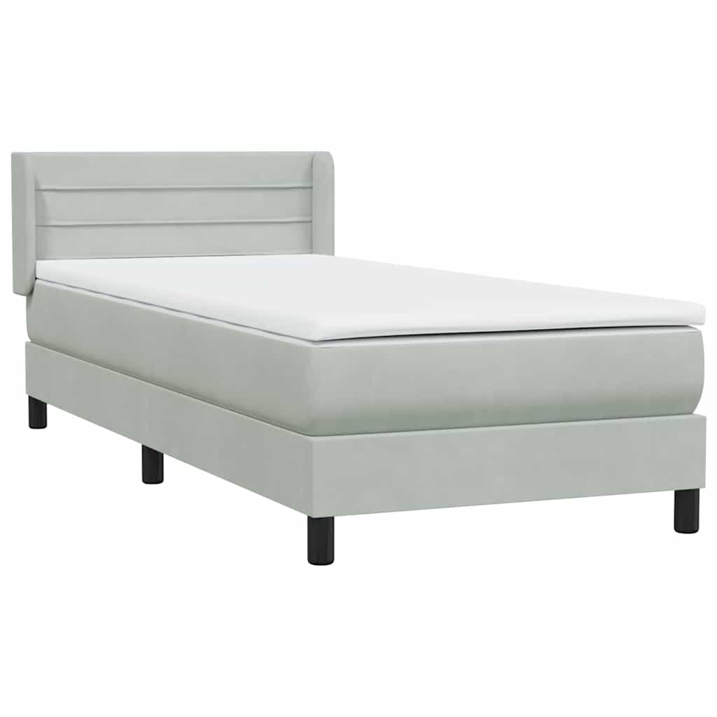 vidaXL Κρεβάτι Boxspring με Στρώμα Ανοιχτό Γκρι 80x210 εκ. Βελούδινο