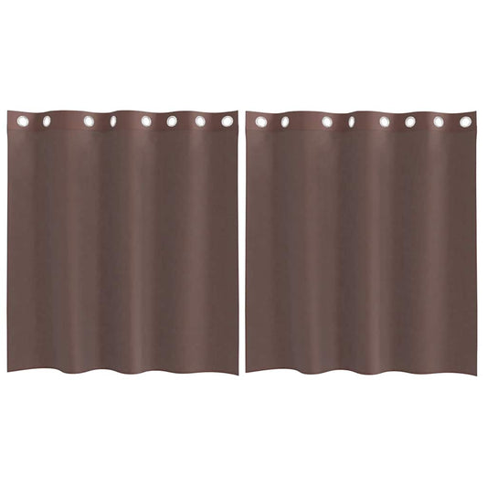 vidaXL Κουρτίνες Voile με ροδέλες 2 τεμάχια Καφέ 140x140 εκ.