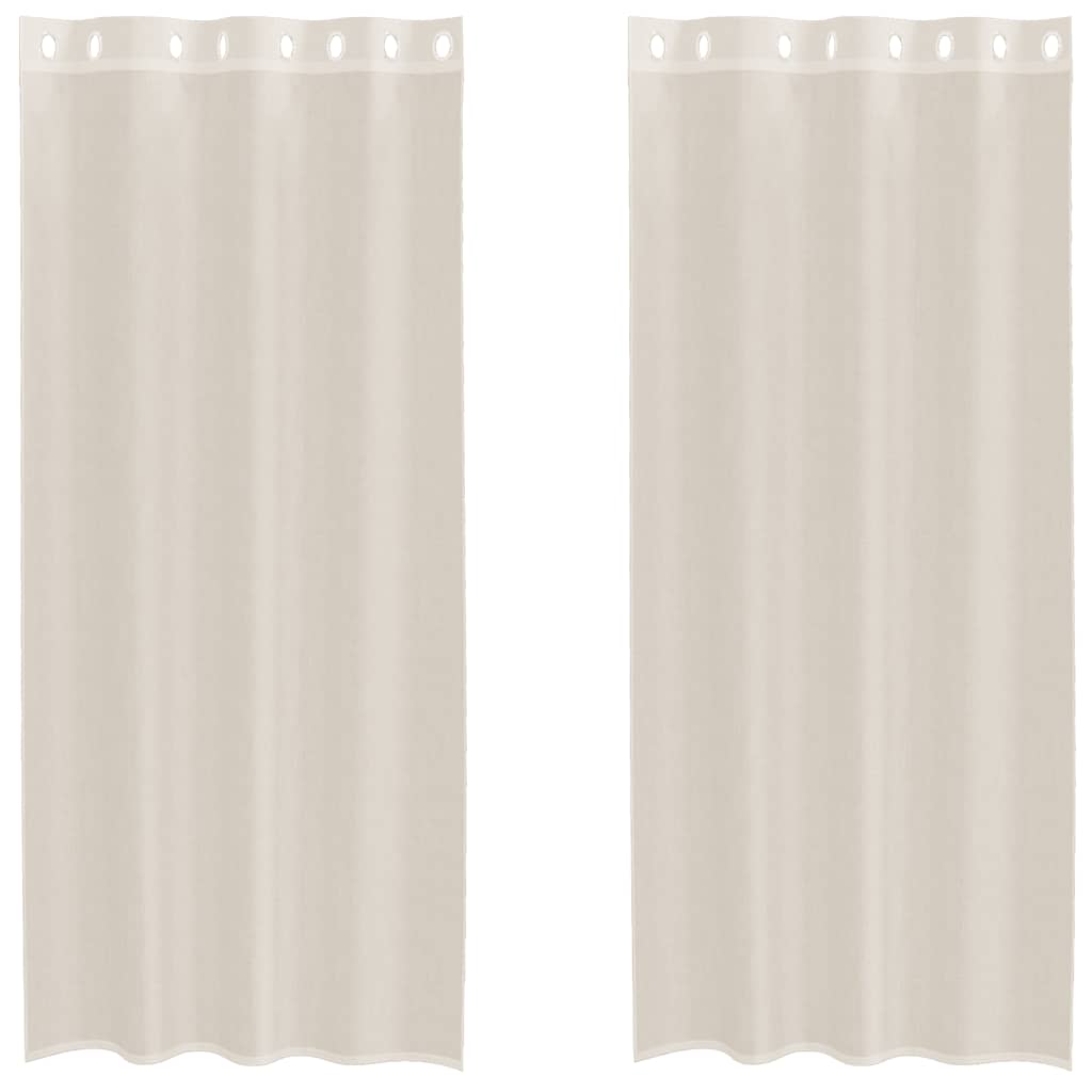 vidaXL Κουρτίνες Voile με ροδέλες 2 τεμάχια Κρεμ 140x245 εκ.