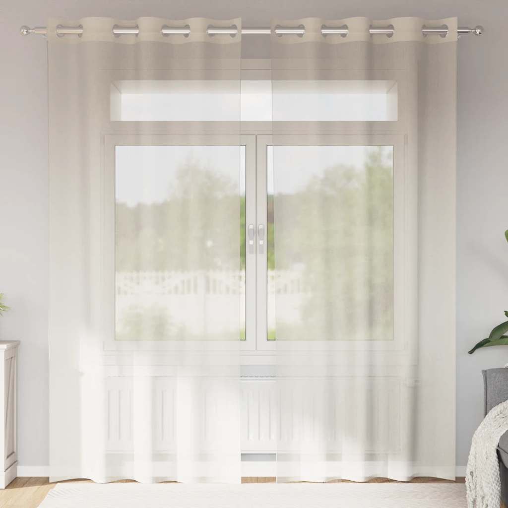 vidaXL Κουρτίνες Voile με ροδέλες 2 τεμάχια Κρεμ 140x245 εκ.