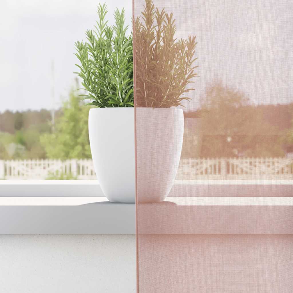 vidaXL Κουρτίνες Voile με ροδέλες 2 τεμάχια Ροζ 140x300 εκ.