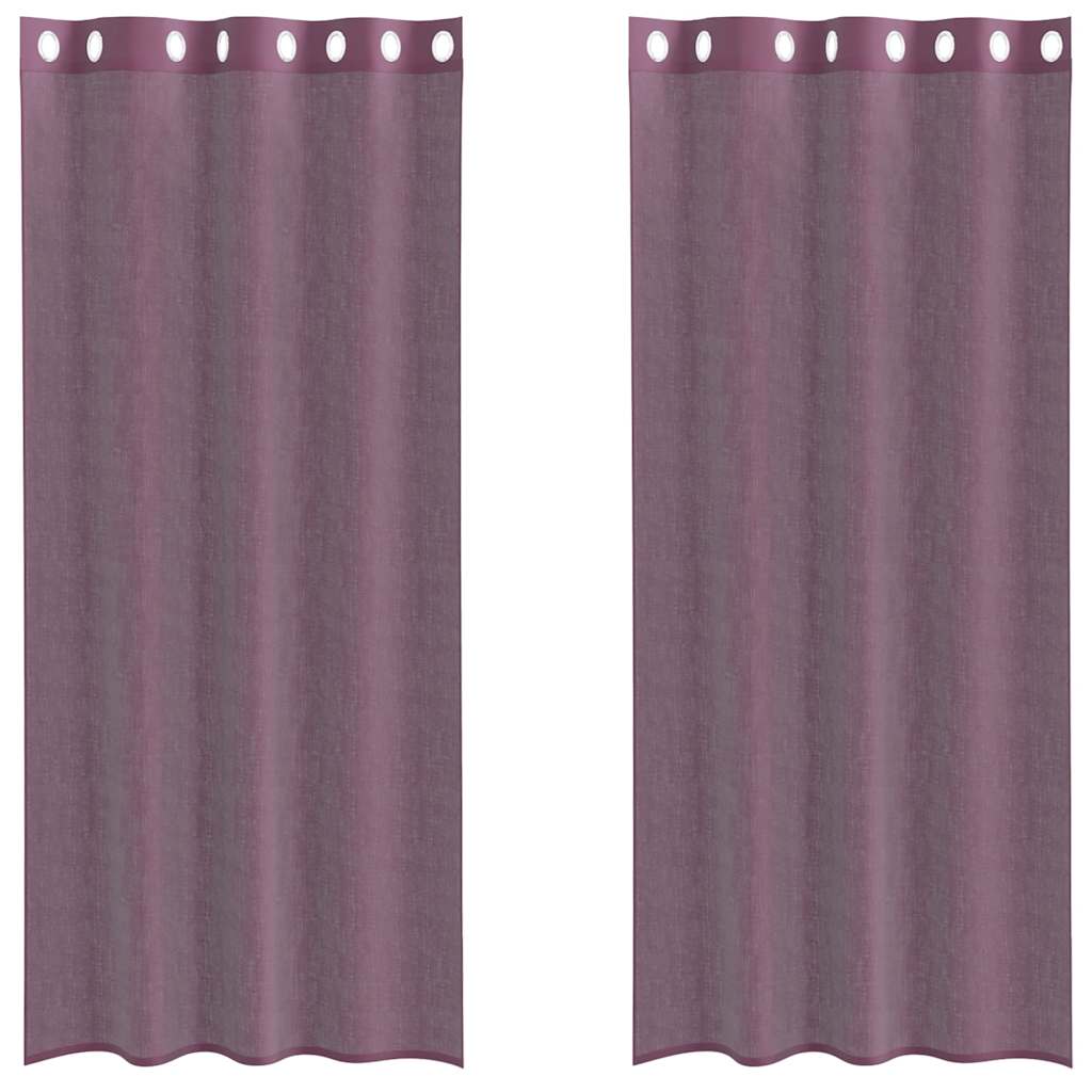 vidaXL Κουρτίνες Voile με ροδέλες 2 τεμάχια Μοβ 140x225 εκ.