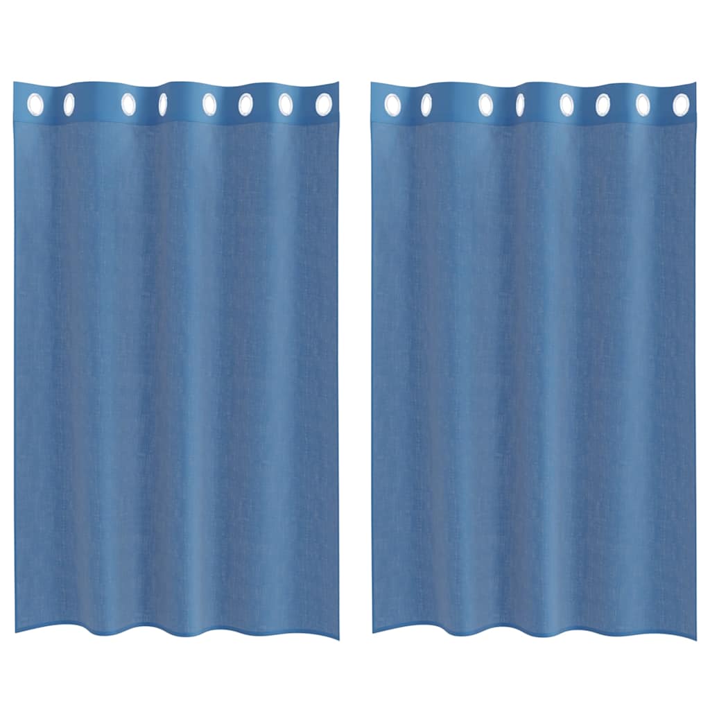 vidaXL Voile κουρτίνες με ροδέλες 2 τεμάχια Μπλε Ρουά
