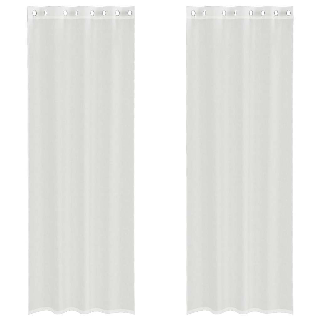 vidaXL Voile κουρτίνες με ροδέλες 2 τεμάχια Λευκό
