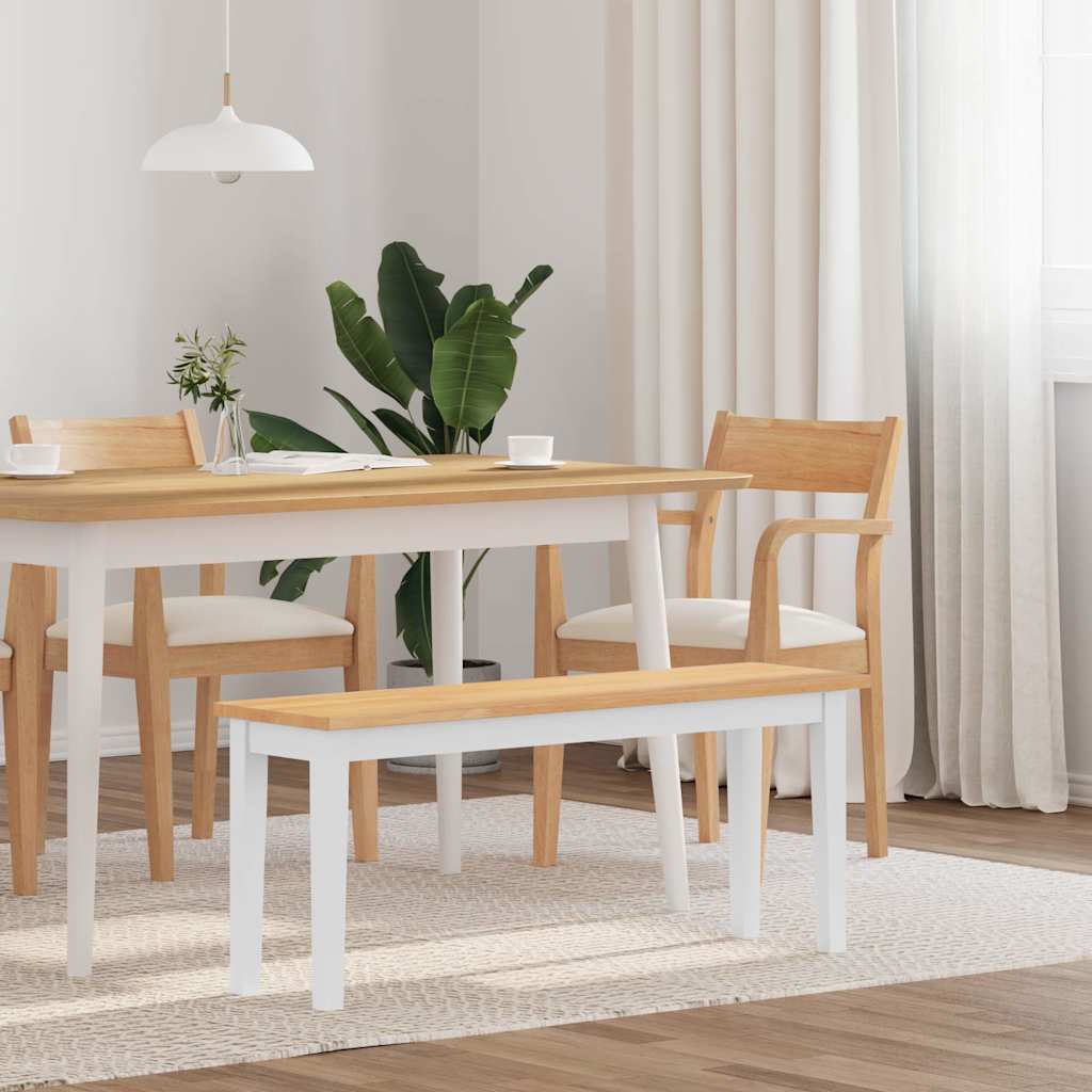 Πάγκος vidaXL 110 cm Λευκό μασίφ ξύλο καουτσούκ
