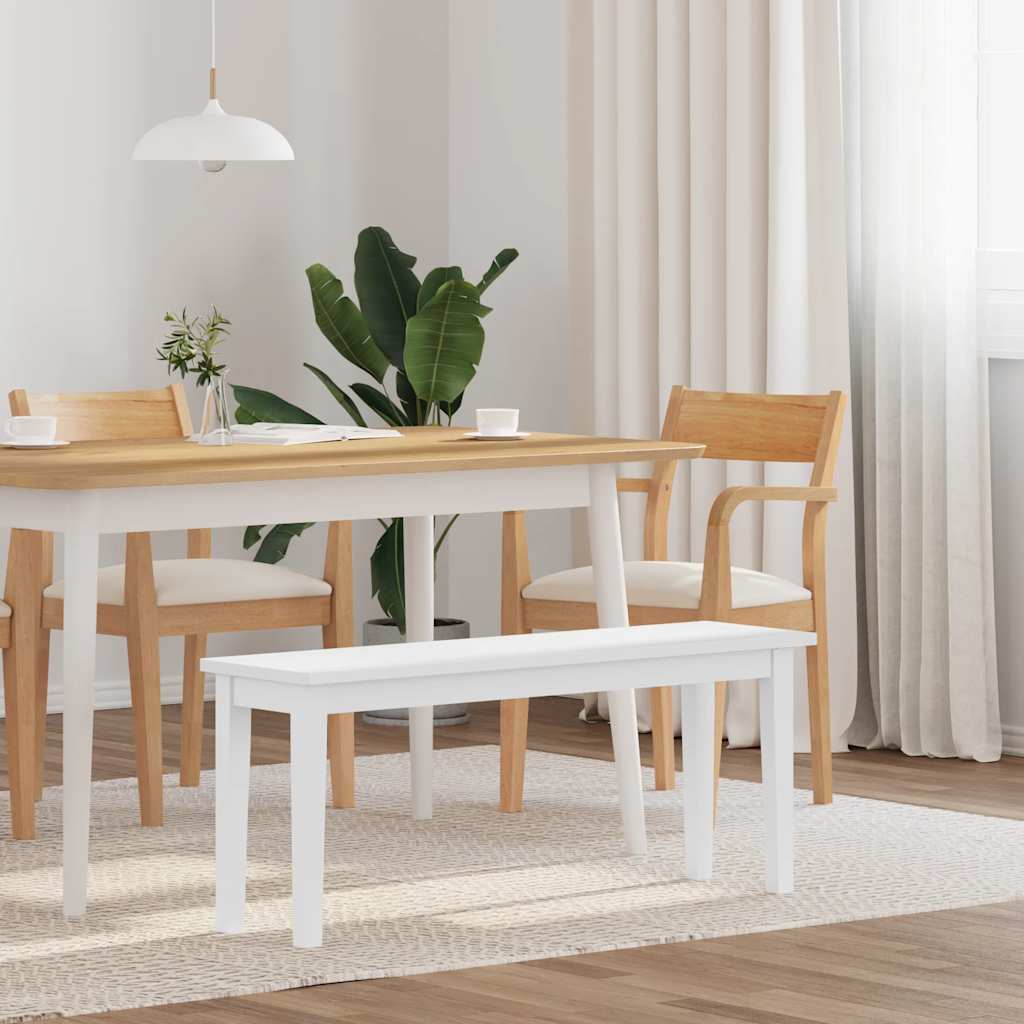 Πάγκος vidaXL 110 cm Λευκό μασίφ ξύλο καουτσούκ