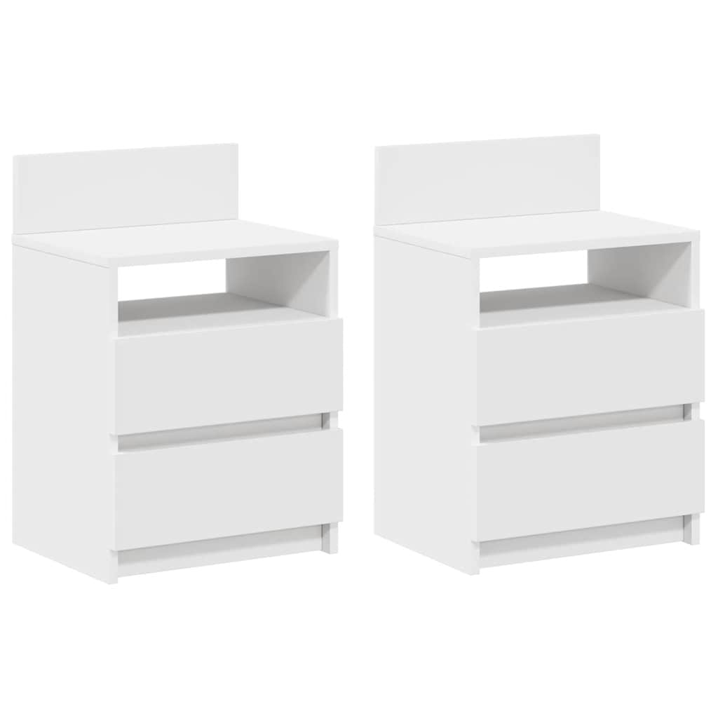 vidaXL Κομοδίνα 2 τεμ. με 2 Συρτάρια Λευκά 40x33x60 εκ.