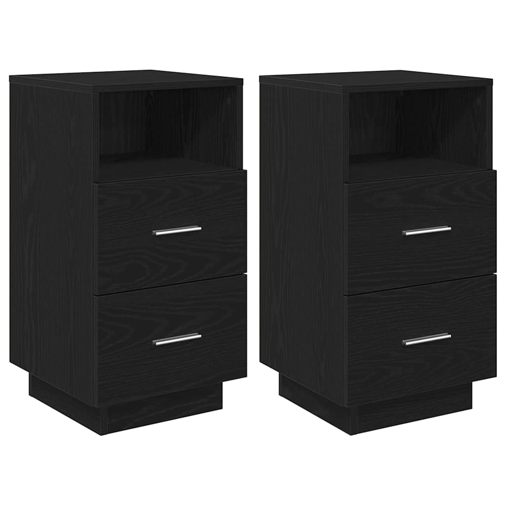 vidaXL Κομοδίνα 2 τμχ με 2 συρτάρια Μαύρο 36x36x68 cm