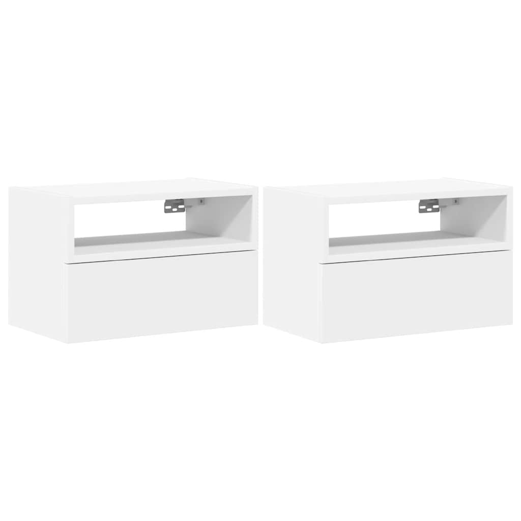 vidaXL Κομοδίνα Επιτοίχια 2 τεμ. Λευκά 45x26x28,5 εκ.