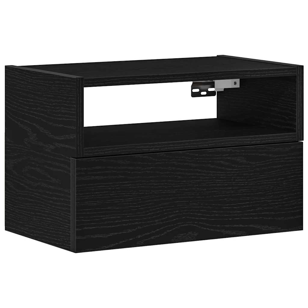 vidaXL Κομοδίνο Επιτοίχιο mαύρο 45x26x28,5 εκ.