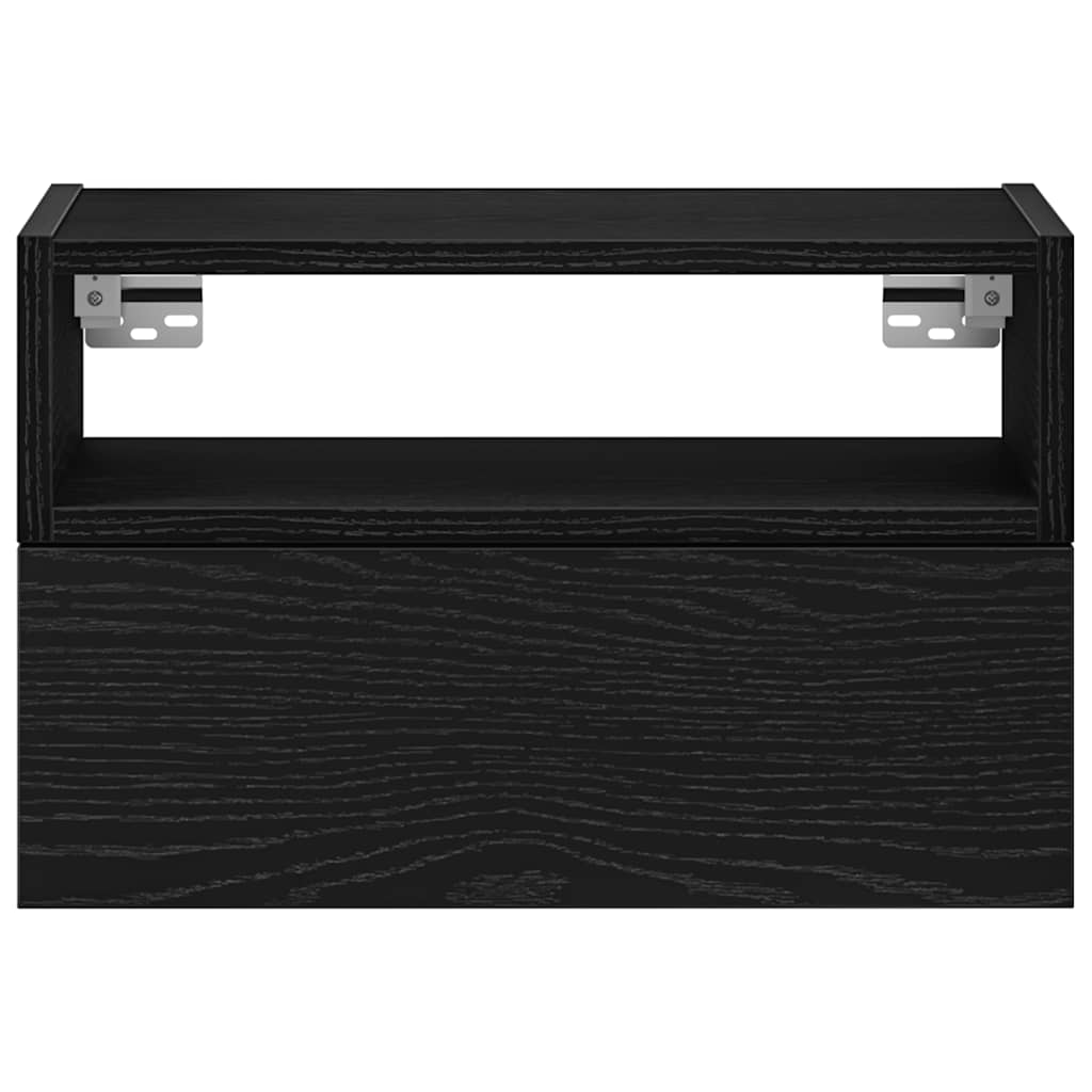 vidaXL Κομοδίνο Επιτοίχιο mαύρο 45x26x28,5 εκ.