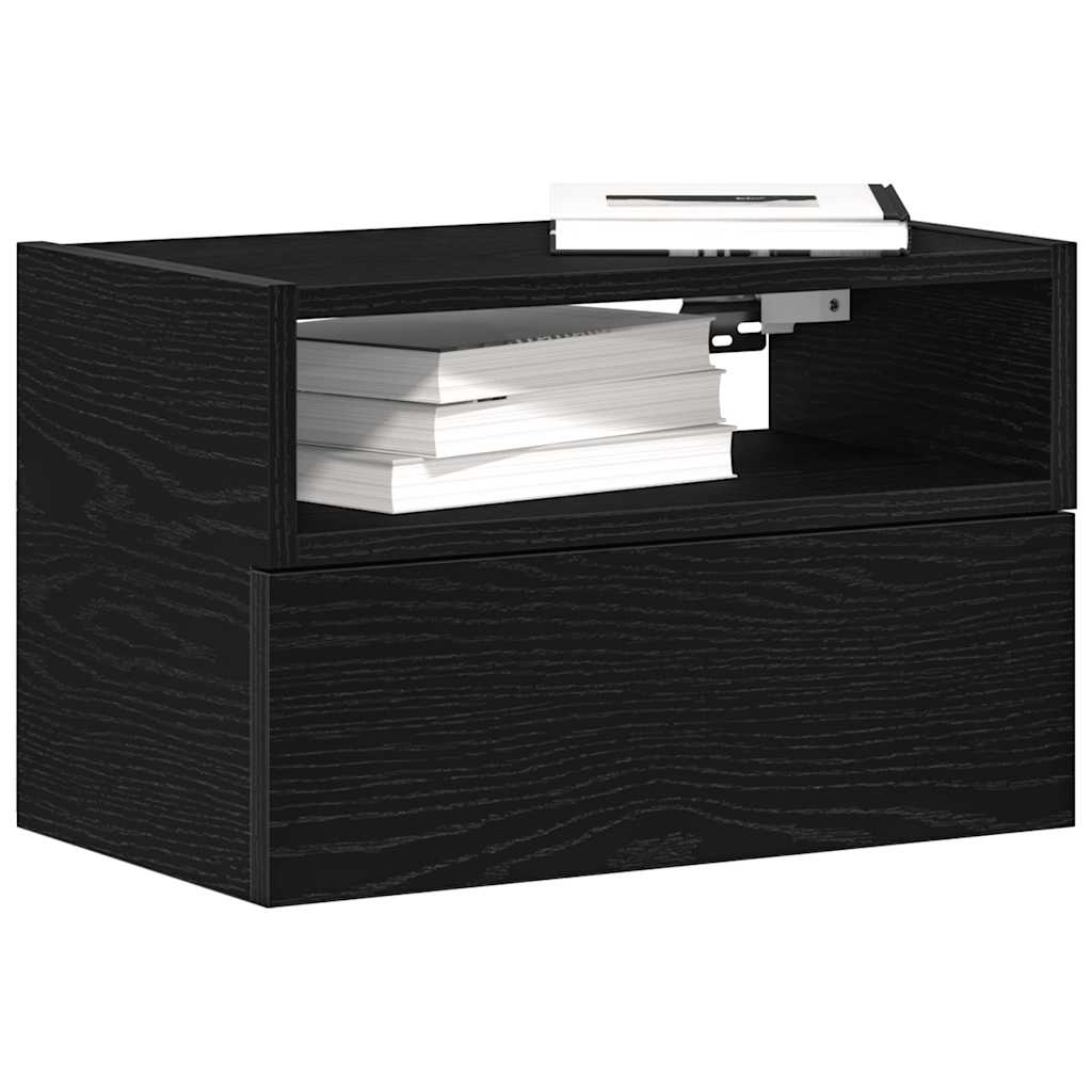 vidaXL Επιτοίχια κομοδίνα 2 τεμάχια Μαύρο 45x26x28,5 cm