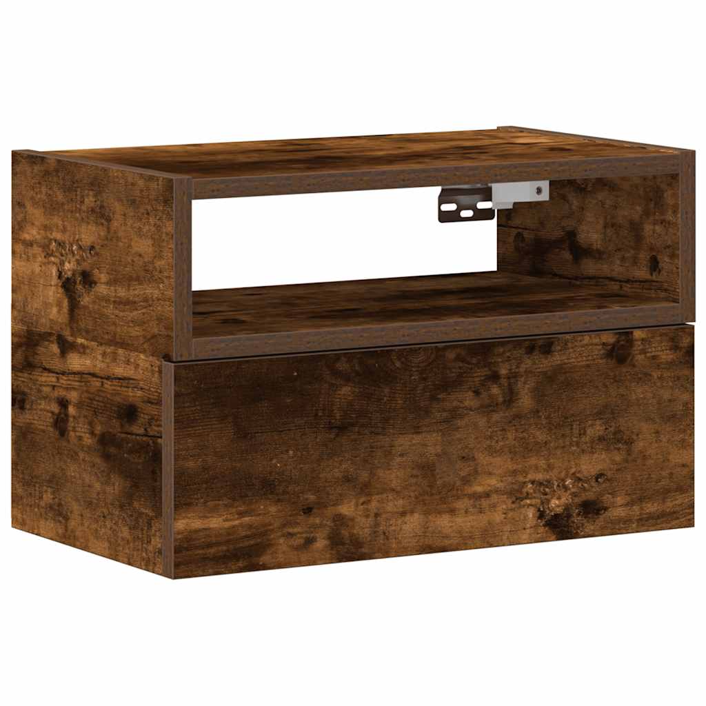 vidaXL Κομοδίνο Επιτοίχιο Καπνιστή Δρυς 45x26x28,5 εκ.