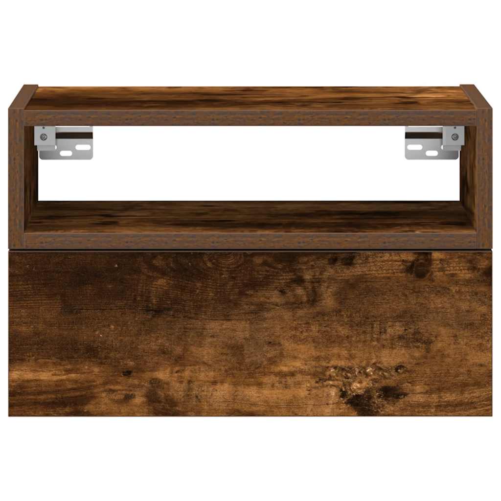 vidaXL Κομοδίνο Επιτοίχιο Καπνιστή Δρυς 45x26x28,5 εκ.