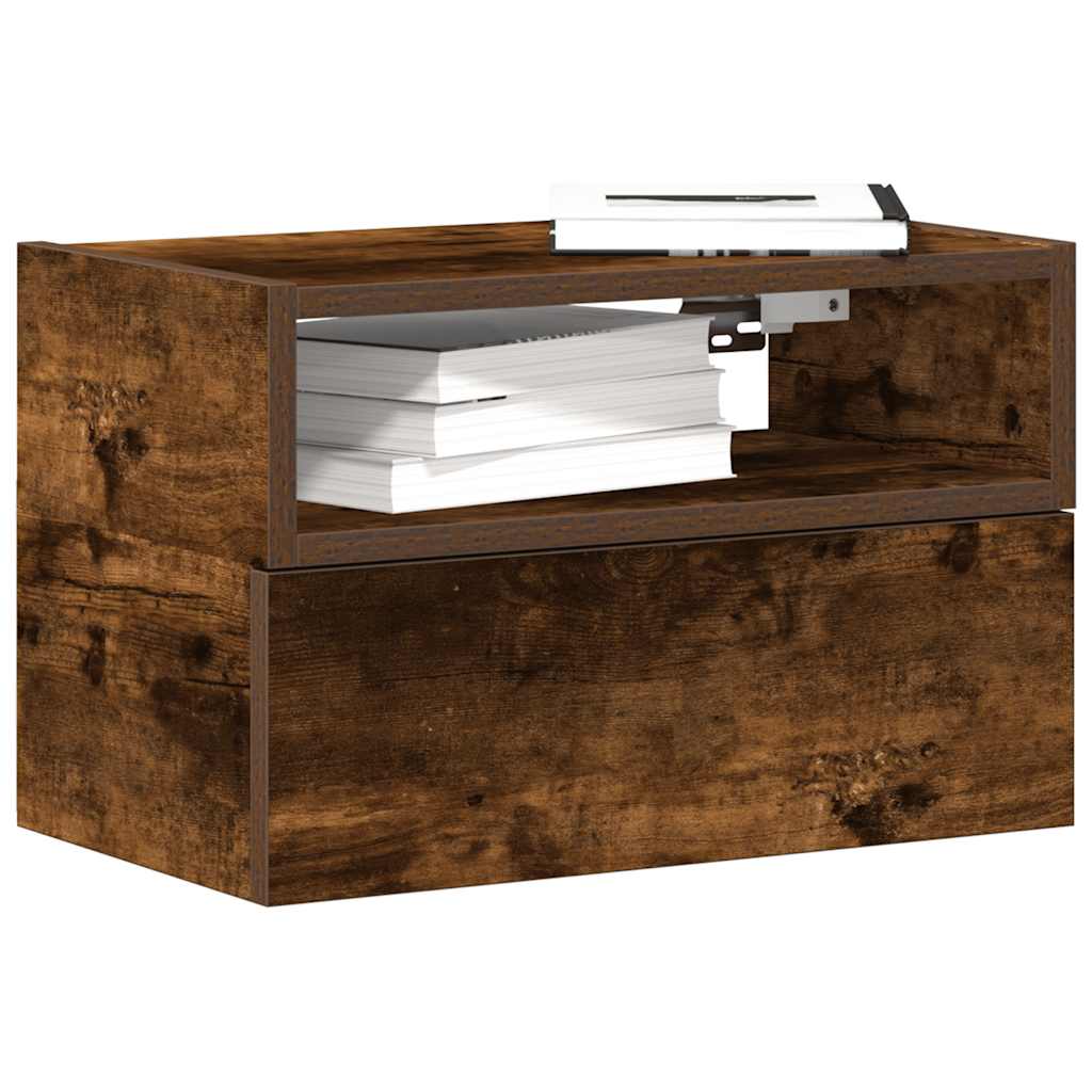 vidaXL Κομοδίνα Επιτοίχια 2 τεμ. Καπνιστή Δρυς 45x26x28,5 εκ.