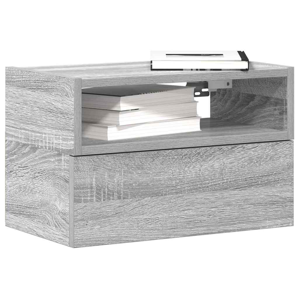 vidaXL Κομοδίνα Επιτοίχια Γκρι Sonoma 45x26x28,5 εκ.