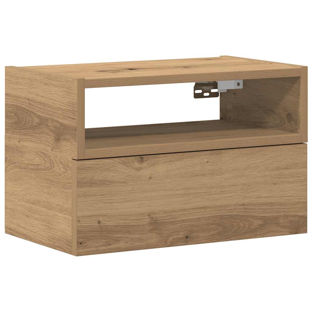 vidaXL Κομοδίνο Επιτοίχιο Αρτισιανή Δρυς 45x26x28,5 εκ.