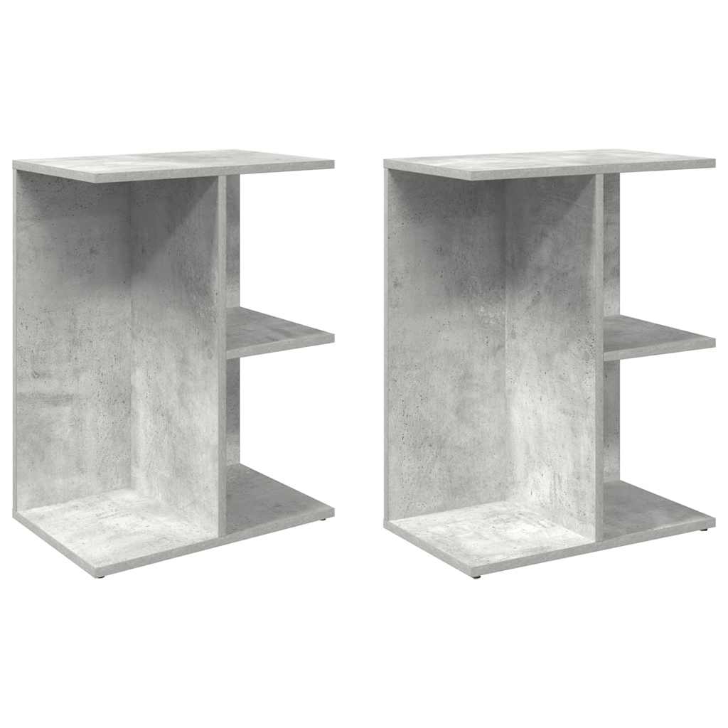 vidaXL Κομοδίνα 2 Τεμ. Γκρι Σκυροδέματος 46,5x29x61 εκ. από Επεξ. Ξύλο