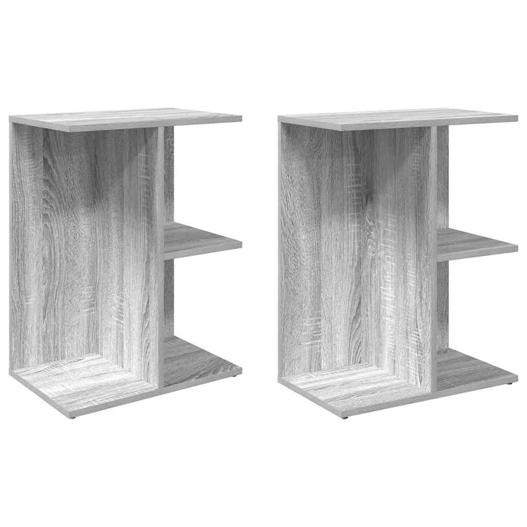 vidaXL Κομοδίνα 2 τεμ Γκρι Sonoma 46,5x29x61 εκ. Επεξεργασμένο Ξύλο