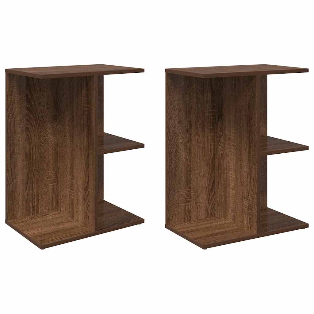 vidaXL Κομοδίνα 2 τεμ. Καφέ Δρυς 46,5x29x61 εκ. από Επεξεργασμένο Ξύλο