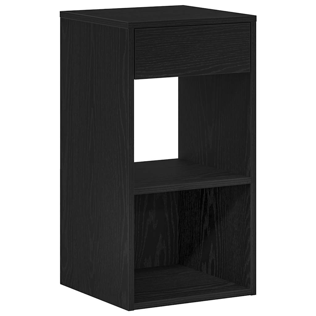 vidaXL Κομοδίνο με συρτάρι Μαύρη βελανιδιά 35x34x66,5 cm